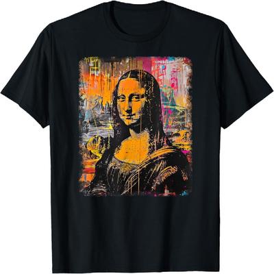 Abstract Graffiti Art Leonardo Da Vinci Art Mona Lisa T-Shirt(3)