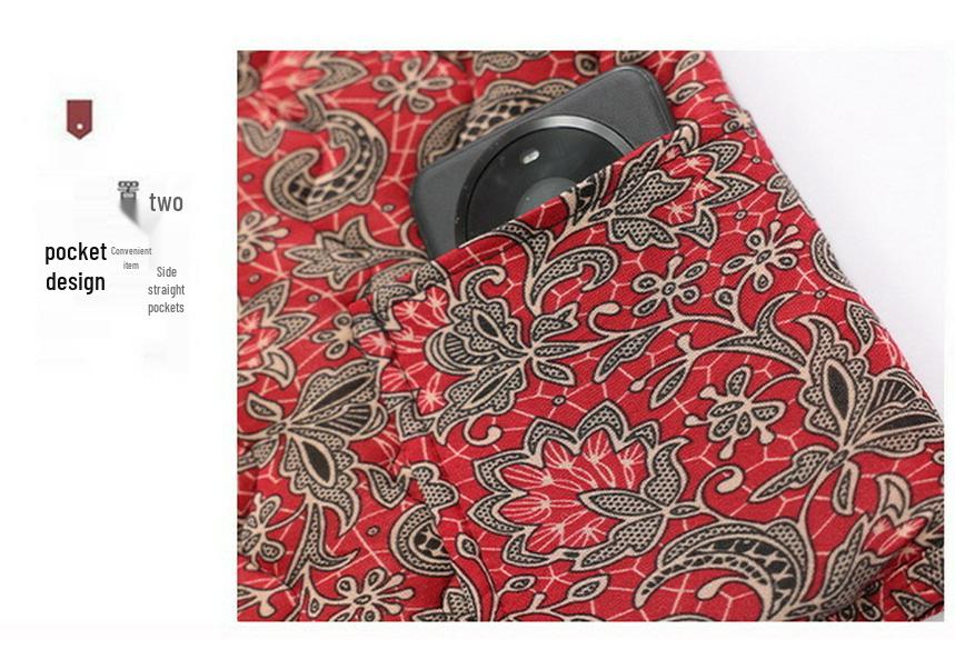 Floral Velvet-Lined Winter Cotton Jacket for Middle-Aged & Elderly