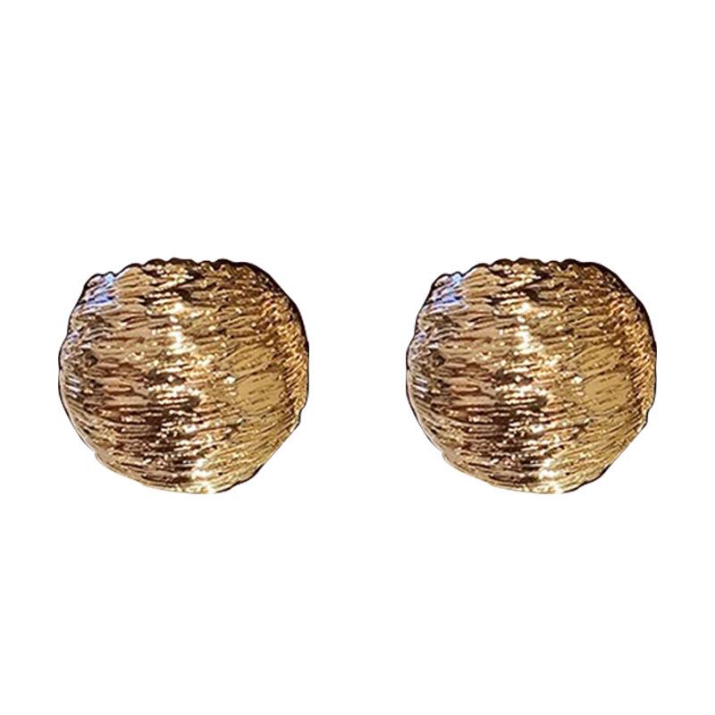 Retro Personality Glossy Spherical Earrings Temperament Earrings Female Niche Design Sense of Senior Light Luxury Earrings Tide Ladies Jewelry