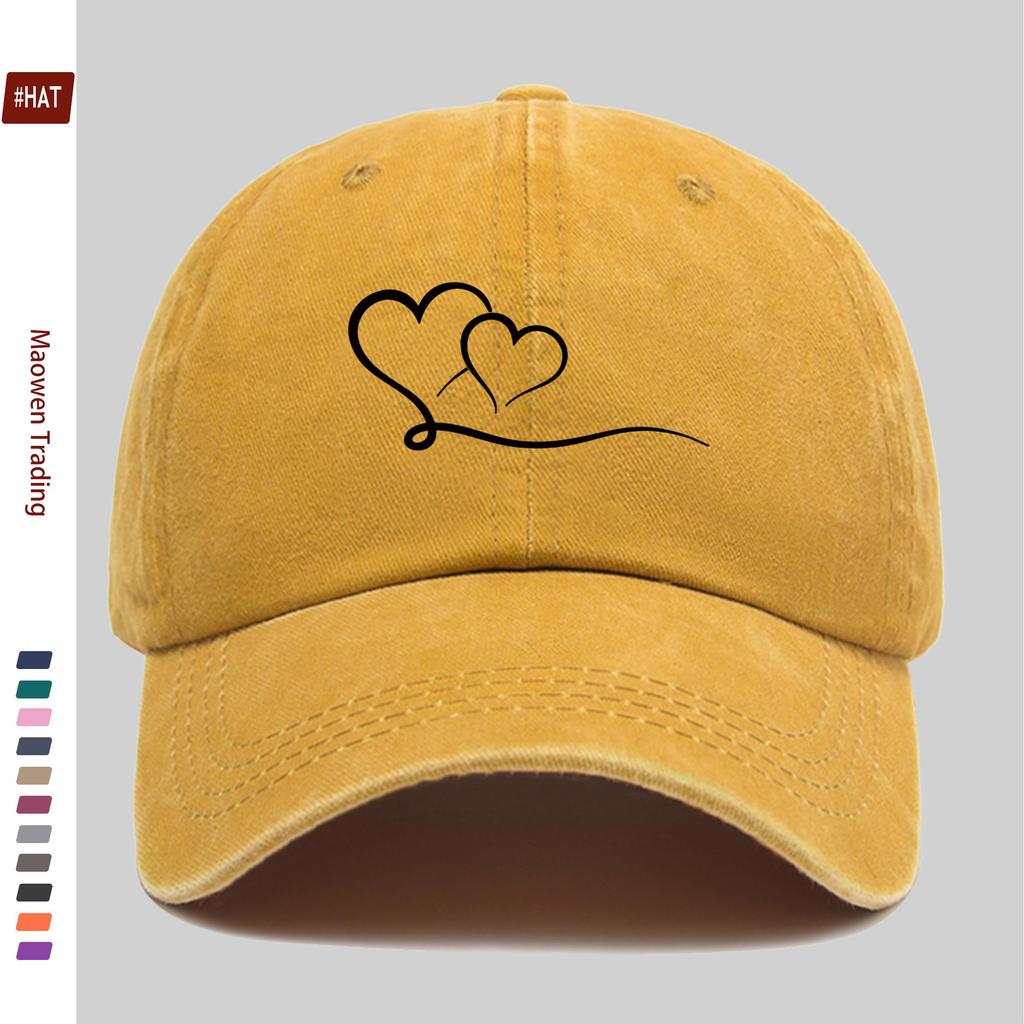 Pc Einfacher Herzlinien-Print Baseballkappe Unisex-Design Sonnenhut Mehrfarbig erhältlich Papa-Kappe Bequemer Leichter Sonnenhut