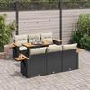 VidaXL Garden Furniture Set with Cushions 7 Pcs Black Braided Resin Acacia 3327556