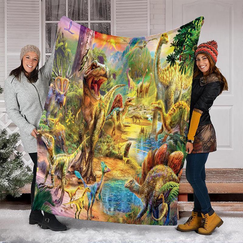 Dinosaur Adventure Blanket Perfect All Seasons Soft Comfortable Sofa Office Nap Travel Birthday Gift Christmas Present