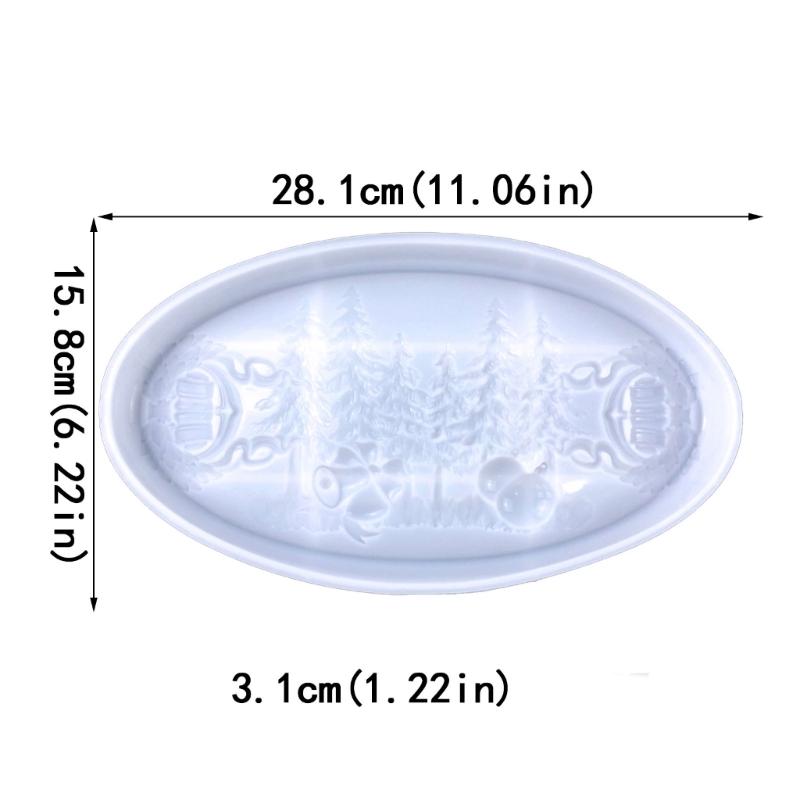 Resin Tray Mould Christmas Oval Shape Tray Epoxy Resin Casting Mold for Resin Craft Tray Bowknot Bell Serving Board Mold