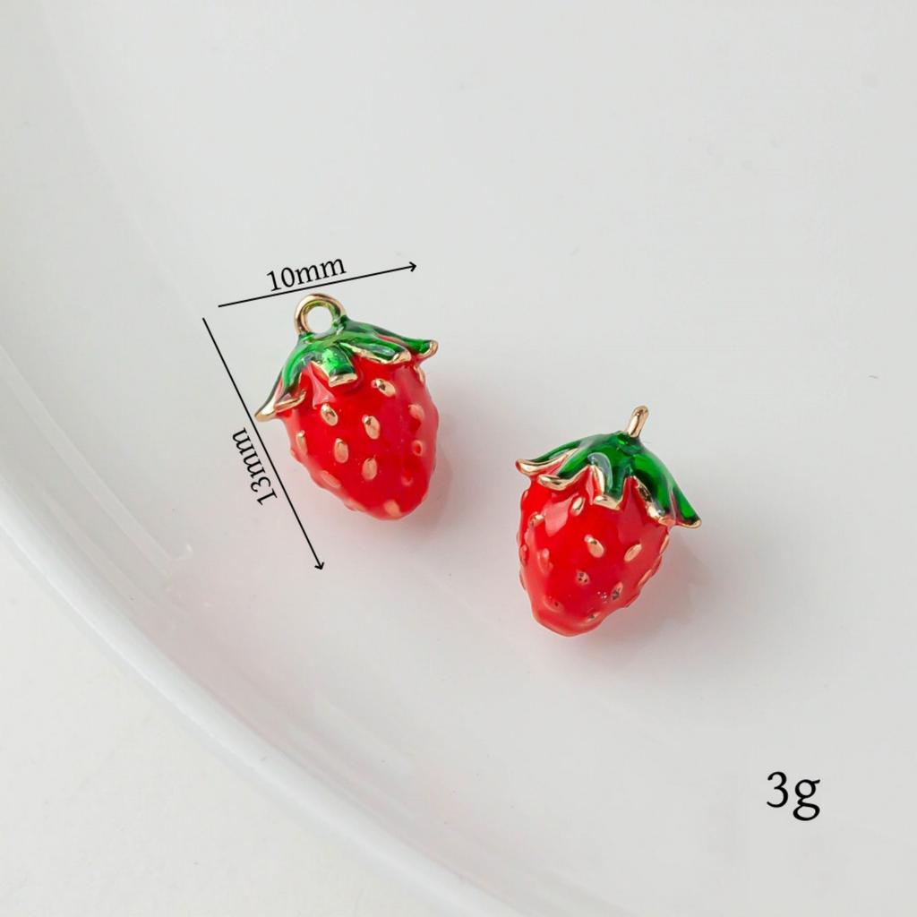 2 PCs Brass Charms 18K Gold Plated Fruit Enamel Pomegranate Peach Strawberry Apple Pendants For DIY Necklace Jewelry Making