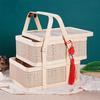 Double-Layer Egg Storage Basket Natural Moon Cake Basket Bamboo Basket  Home Decor