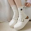 Embroidered Socks for Women, Spring and Autumn Mid-calf Socks, Black Fungus Lace Long Socks, Sweat-absorbing Pile Socks, Cute Boneless Socks