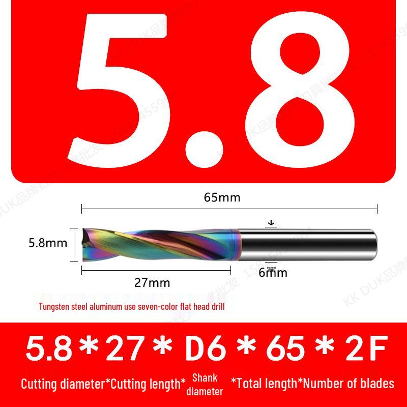 Tungsten Steel Flat Head Drill Bit for Aluminum, 180°, 4.1-6.0mm (0.1mm Intervals)