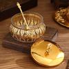 Nordic Gold Metal Seasoning Jar Hollowed-Out Alloy With Lid Crafts Storage Jar Spice Pepper Box Food Grain Bowl Kitchen Utensils