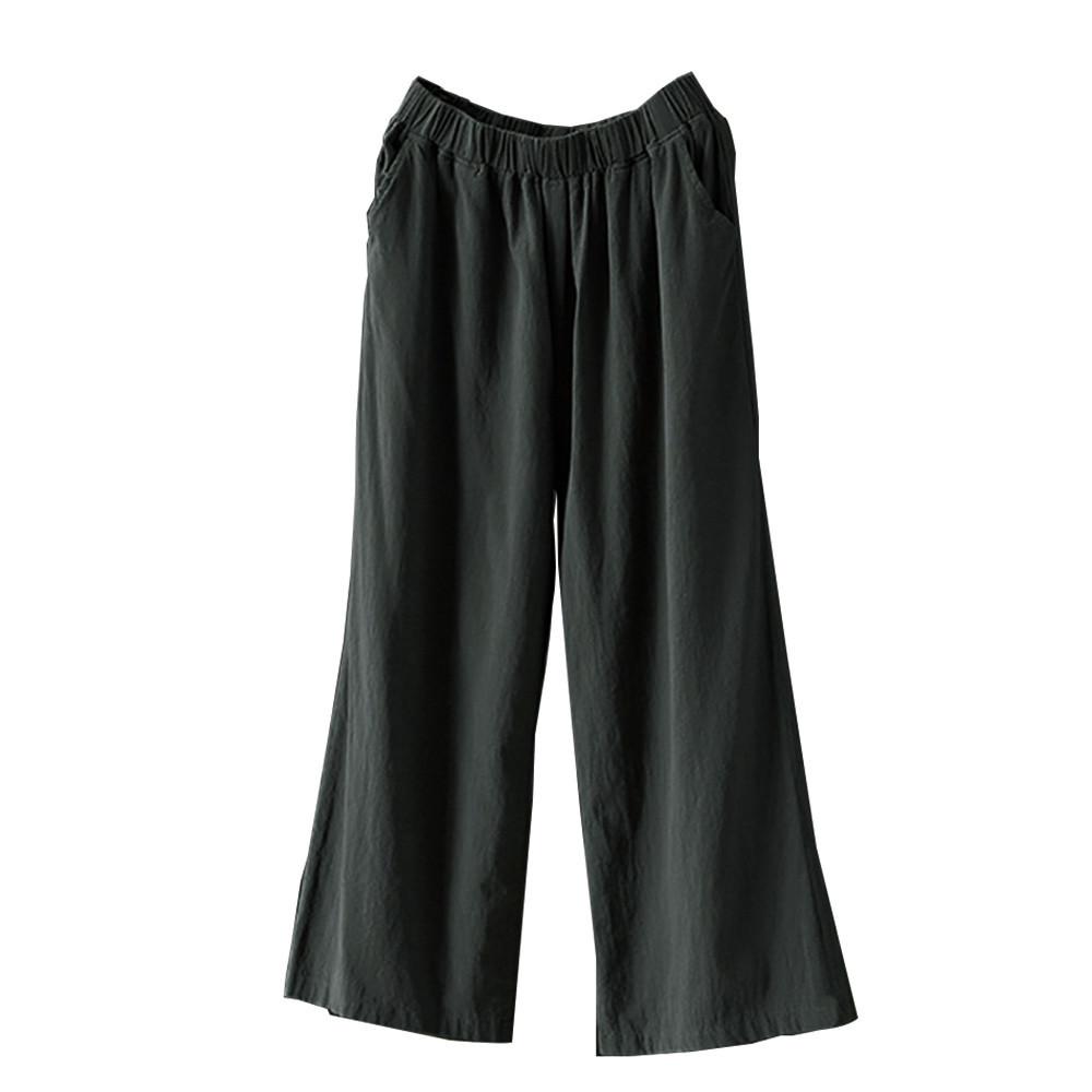 Women Palazzo High Waist Wide Leg Culottes Cotton Linen Trousers Loose Pants Women Palazzo High Waist Wide Leg Culottes Cotton Linen Trousers Loose Pants