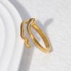 Gold-Plated Snake-Shaped Titanium Steel Adjustable Ring for Women - Retro, Colorfast, European & American Fashion.