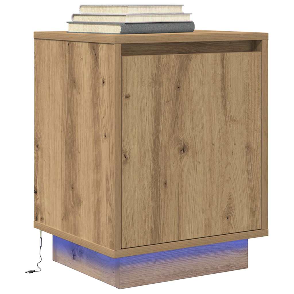 LED Nightstands 2 Pcs. Artisan Oak 38X34X50 Cm