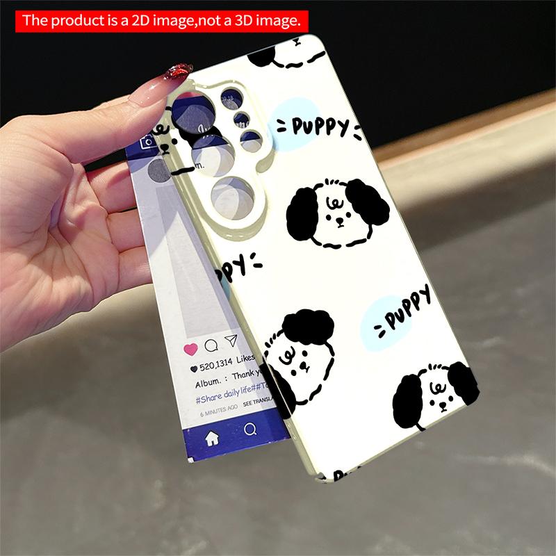 2DFlat Samsung Phone Case Cute Puppy Pattern Phone Case Applicable To Galaxy S22 S23 S24 S25ULTRA S26 A12 A13 A14 A15 A16 A34 A35 A54 A55
