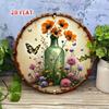 Metal Wall Art Vintage 2D Iris Flower Butterfly Round Plate 20cm for Garden