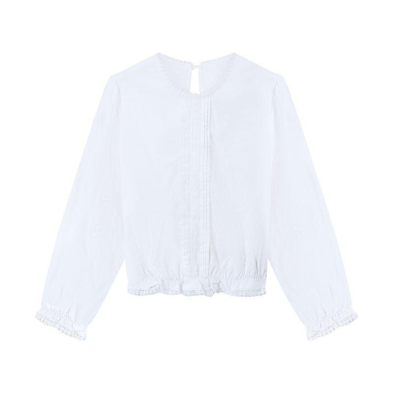 

French Style Temperament White Ruffled Short Long Sleeves Shirt Women s Autumn Chic Chic Shirt Versatile Slimming Top French White Shirt M
