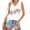 Dámský módní ležérní letní top bez rukávů s výstřihem do V a květinovým potiskem