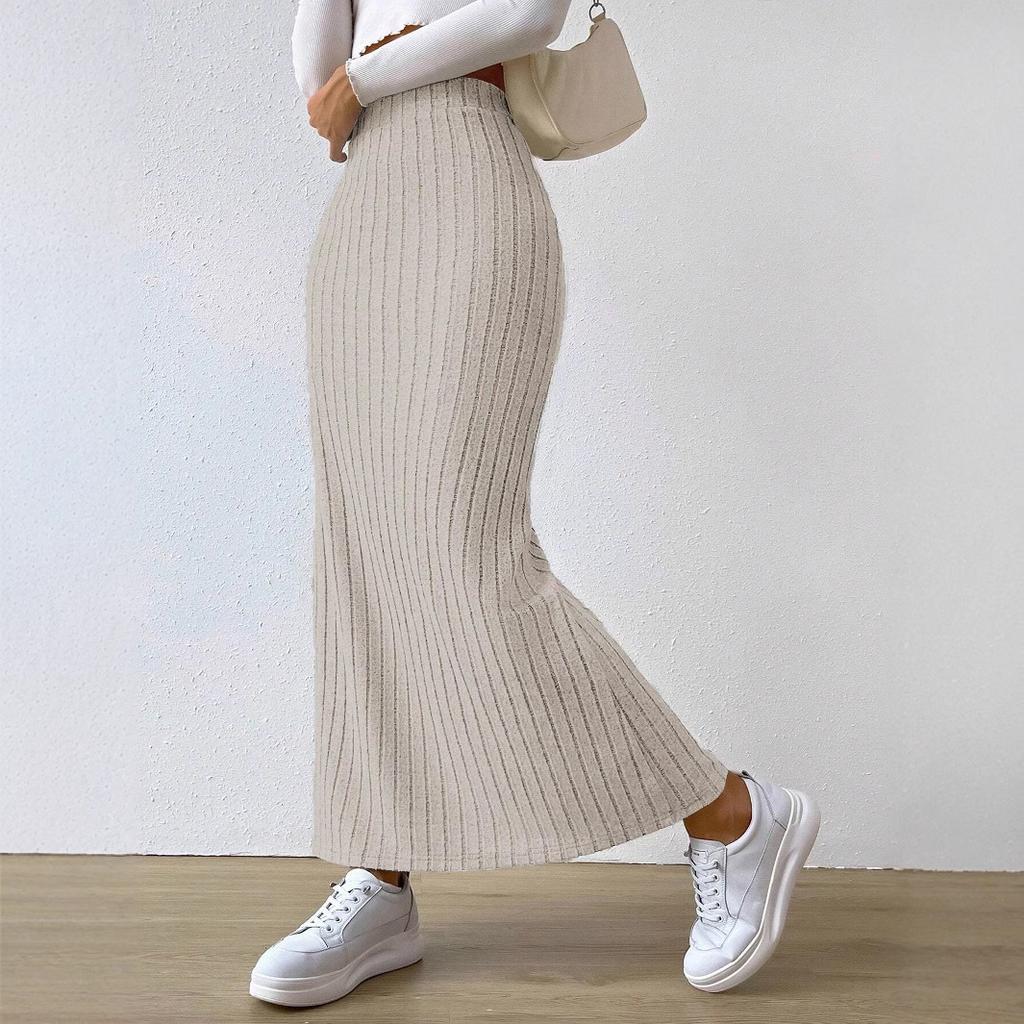 Rock Herbst Winter Seite Schlankmachender Schlitz Europäisch Amerikanisch Strick Damenbekleidung Bodycon Langer Rock