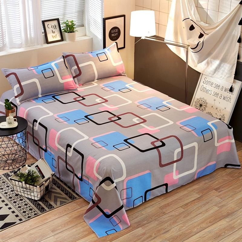 New Flat Sheets Queen Size Printed Bed Sheet Simple Mattress Cover Bedding Adult Student Bedroom Four Seasons Bedspread Hot Sale