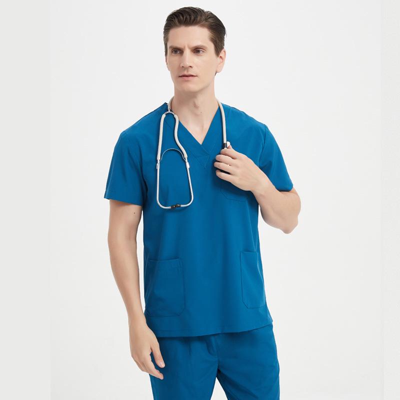 Elastic V-neck Doctor & Nurse Work Uniform - Washable Surgical Gown Suit Set.