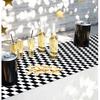6 Pcs Checkered Table Runner Plastic 14 x 108 Inch Disposable Black and White Runner for Birthday Baby Shower Racing Party Decorations Race Car Table
