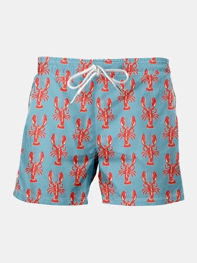 

New Summer Beach Lobster Drawstring Printed Seaside Beach Casual Men S Shorts S