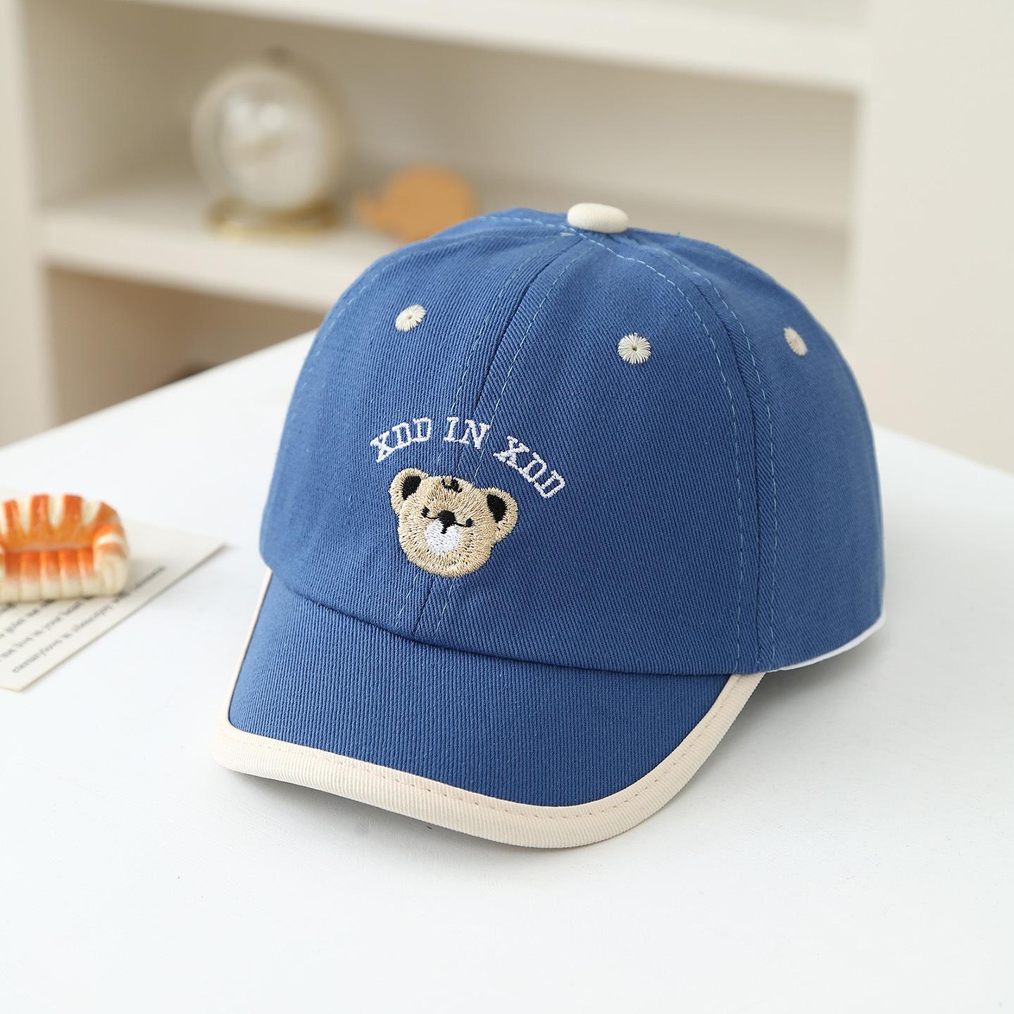 Kids Hats Spring/Autumn Embroidered Bear Head Children s Baseball Caps Korean Style New Cartoon Snapbacks Trendy