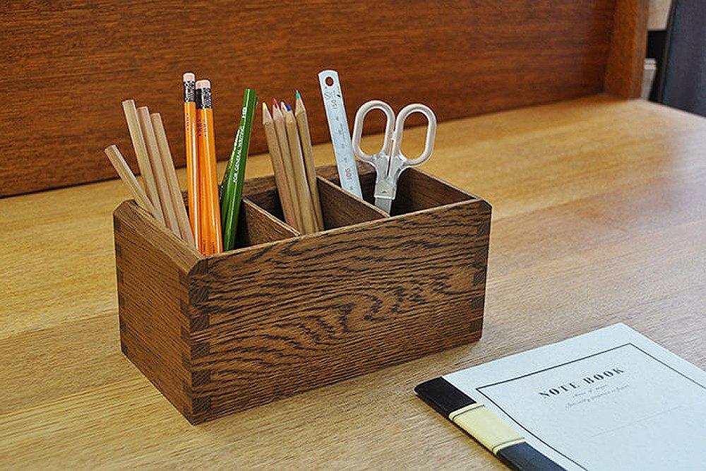 Oak Village Multi-Purpose Pen Holder, Brown, 22cm Wide x 11cm Deep x 10.8cm High, 01060-11