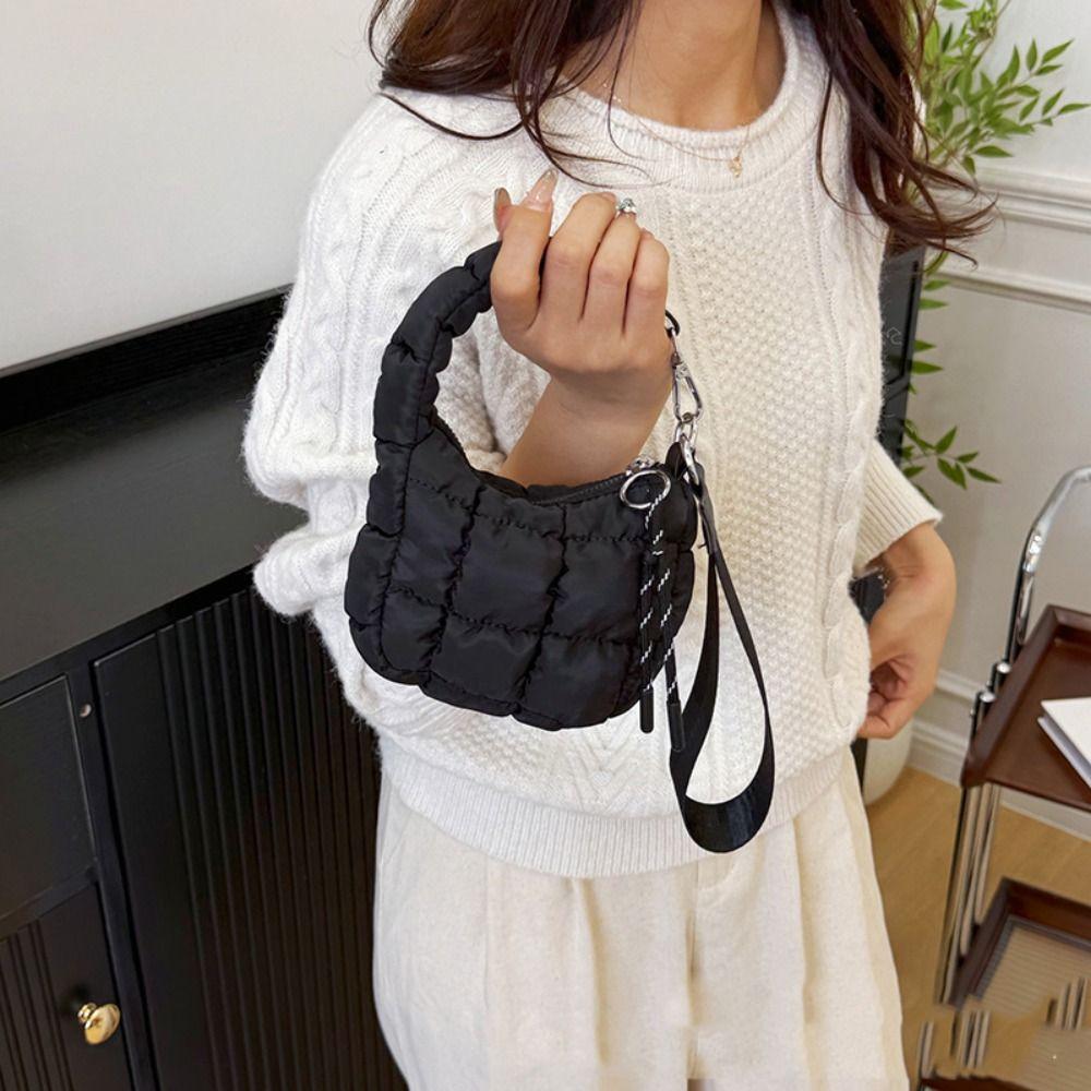 Solid Color Cloud Pleated Coin Purse Quilted Bag Pendant Cute Small Wallet Key Bag