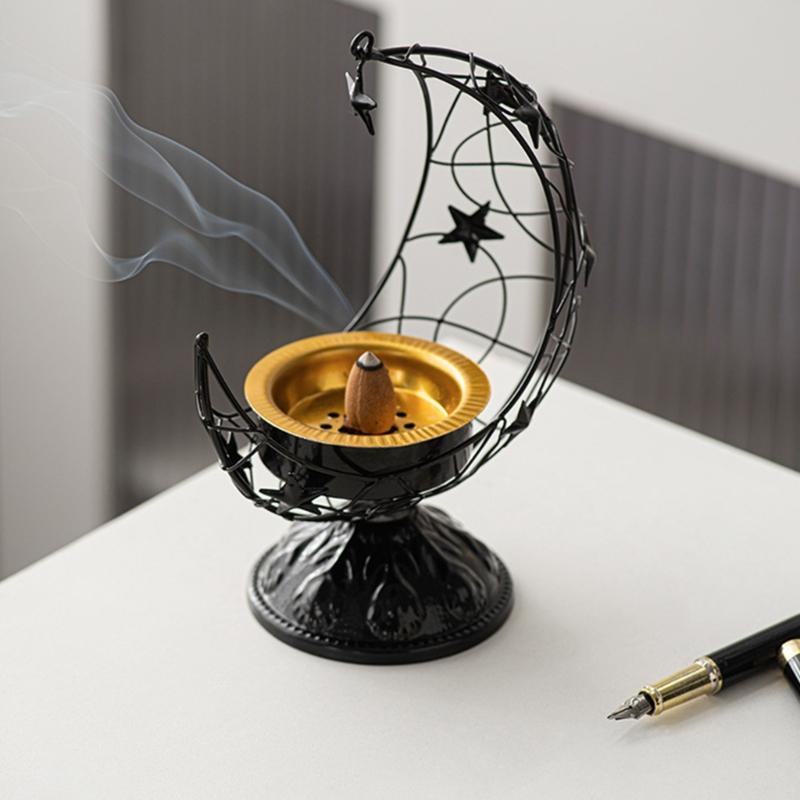 Metal Censer Craft Delicate Five Pointed Star High Footed Censer for Home Office