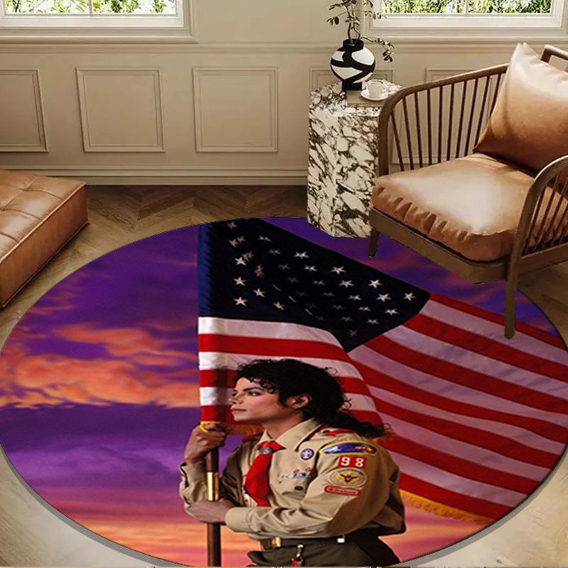 Metallic Hair Style Michael muisc Round Rug for Livingroom,Bedroom, Palyroom, Chair Rug, Area rug, Circle Carpet, Large Size Fan Christmas gift