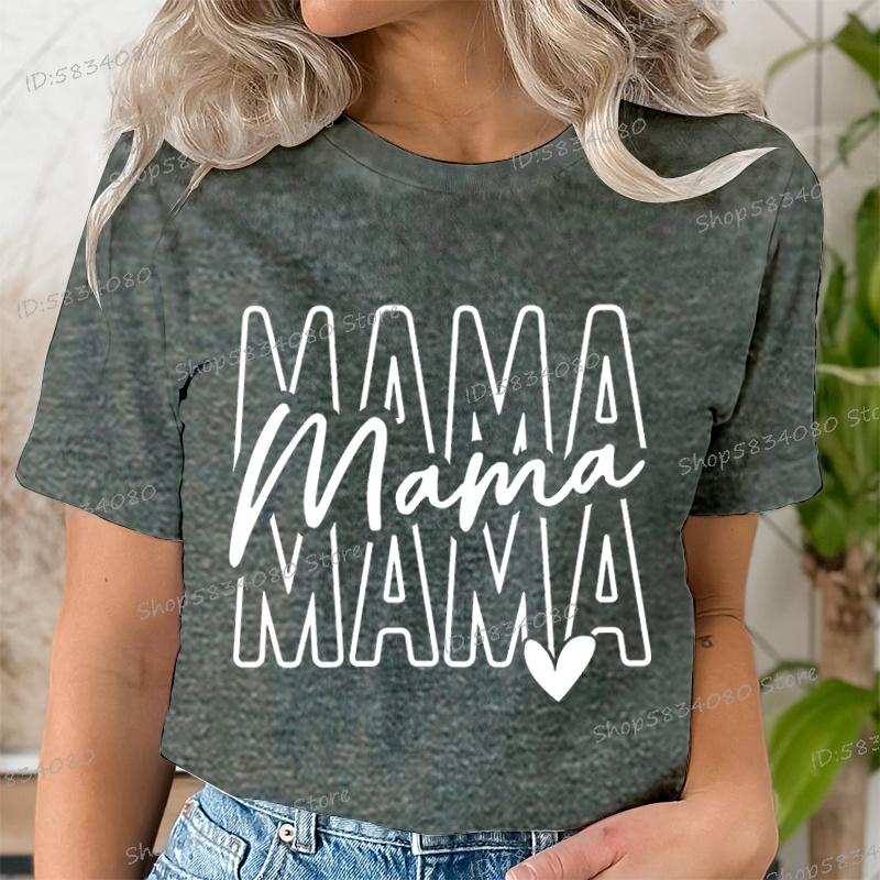 Mothers Day Mama Tshirts Stacked Mama for Ladies Tops Mom Life Short Sleeve Tshirt Crew Neck Gift for Mom Summer Tops Clothes