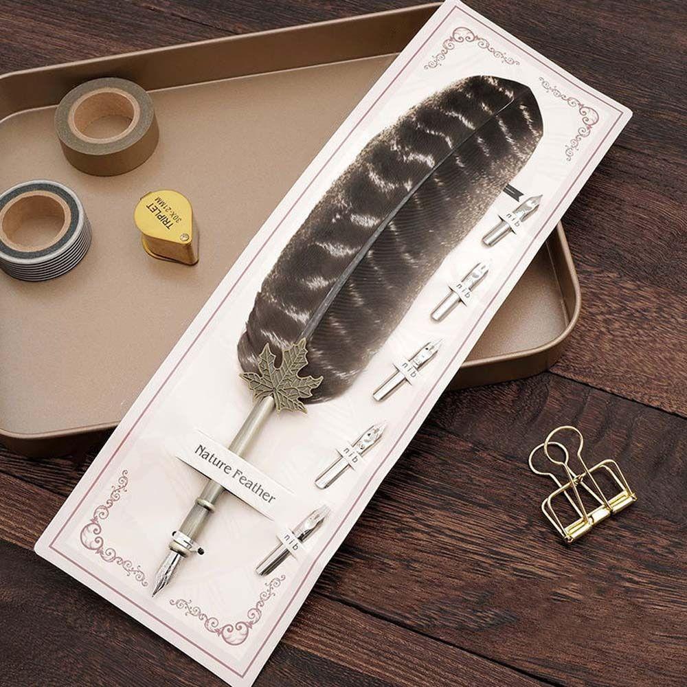 Fountain Pen Peacock Feather Pen European Vintage Feather Dip Pen Signature Ink Pen Birthday Gift