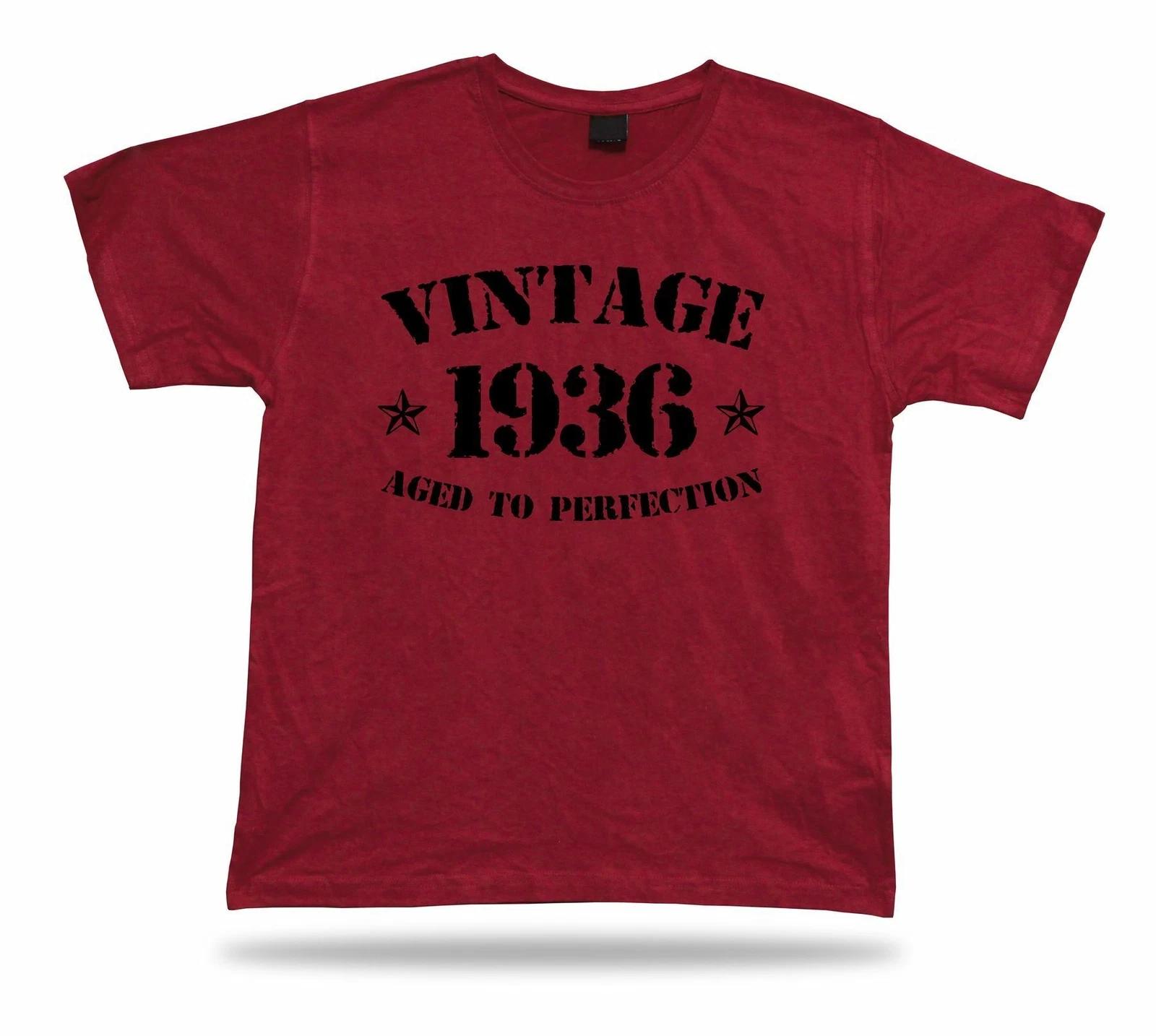 Printed T shirt tee Vintage 1936 aged to perfection happy birthday present gift M