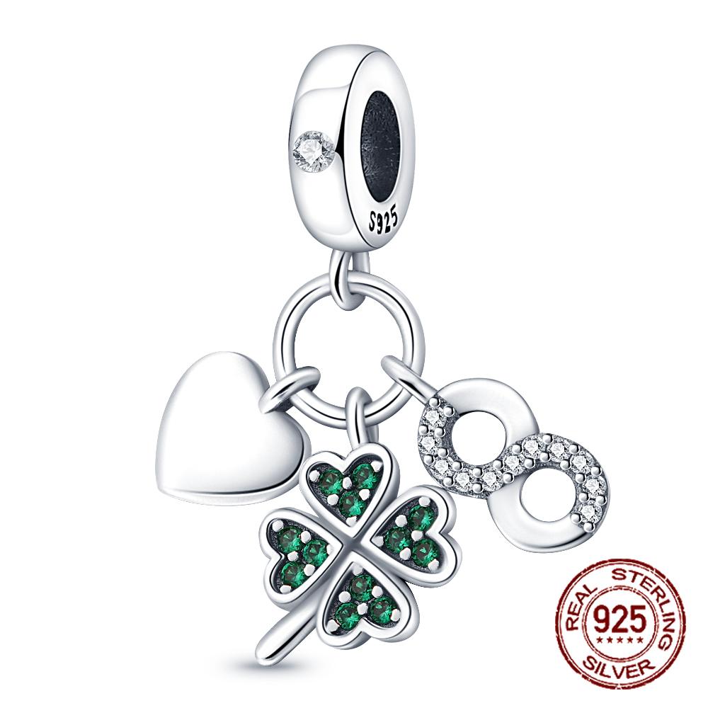 Copper Green Collection Four Leaf Clover Pendant Compatible With 4MM Hole Diameter Do It Yourself Bead Charms Fashion Ideal For Women Jewellery Gift H