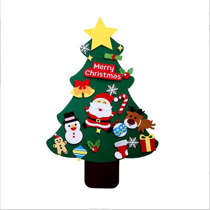 Felt Christmas Tree Soft DIY Christmas Tree with Ornaments for Kids Xmas Tree with Lights Non-woven Handmade DIY Christmas Decoration Gift with 3 Met