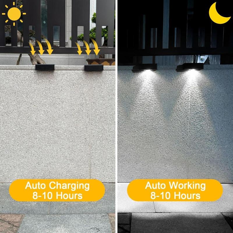 Solar Wall Lights Fen Lights Solar Powered Outdoor Waterproof LED Downlight Deck Lighting for Railing Mailbox Balcony Garden