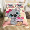Koala Duvet Cover Twin Double Cute Animal Comforter Cover Kids Girls Bedroom Decor Theme Bedding Set Safari Wild Quilt Cover