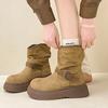 Retro style round head belt buckle Martin boots women's autumn and winter fashion versatile short boots lace short tube fashion boots