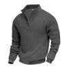 Mens Half-Zip Sweatshirt Fall Winter Jacquard Check Stand Collar Loose Casual Pullover Plus Size