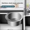 Swan Water Draining Basket - Stainless Steel, Wall-mounted, Suitable for Kitchen Sink Dry and Wet Separation Filter Basket Without Holes To Be Drilled