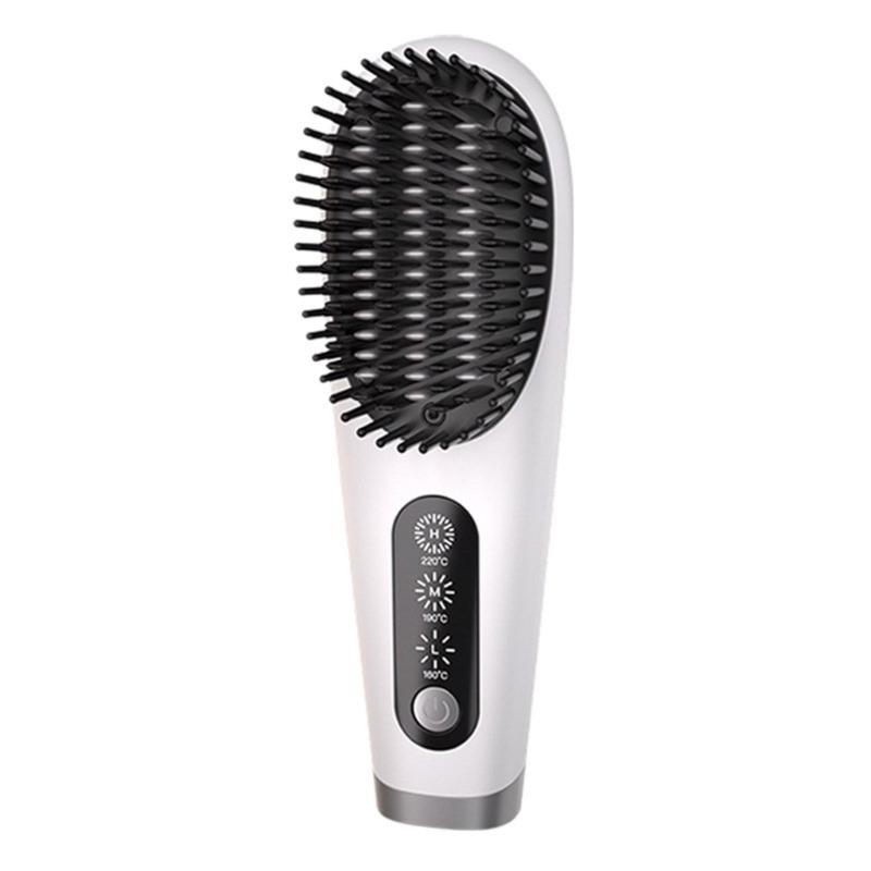 Ceramic Hair Straightener Brush Comb, 3 Adjustable Heat Levels Efficient Styling
