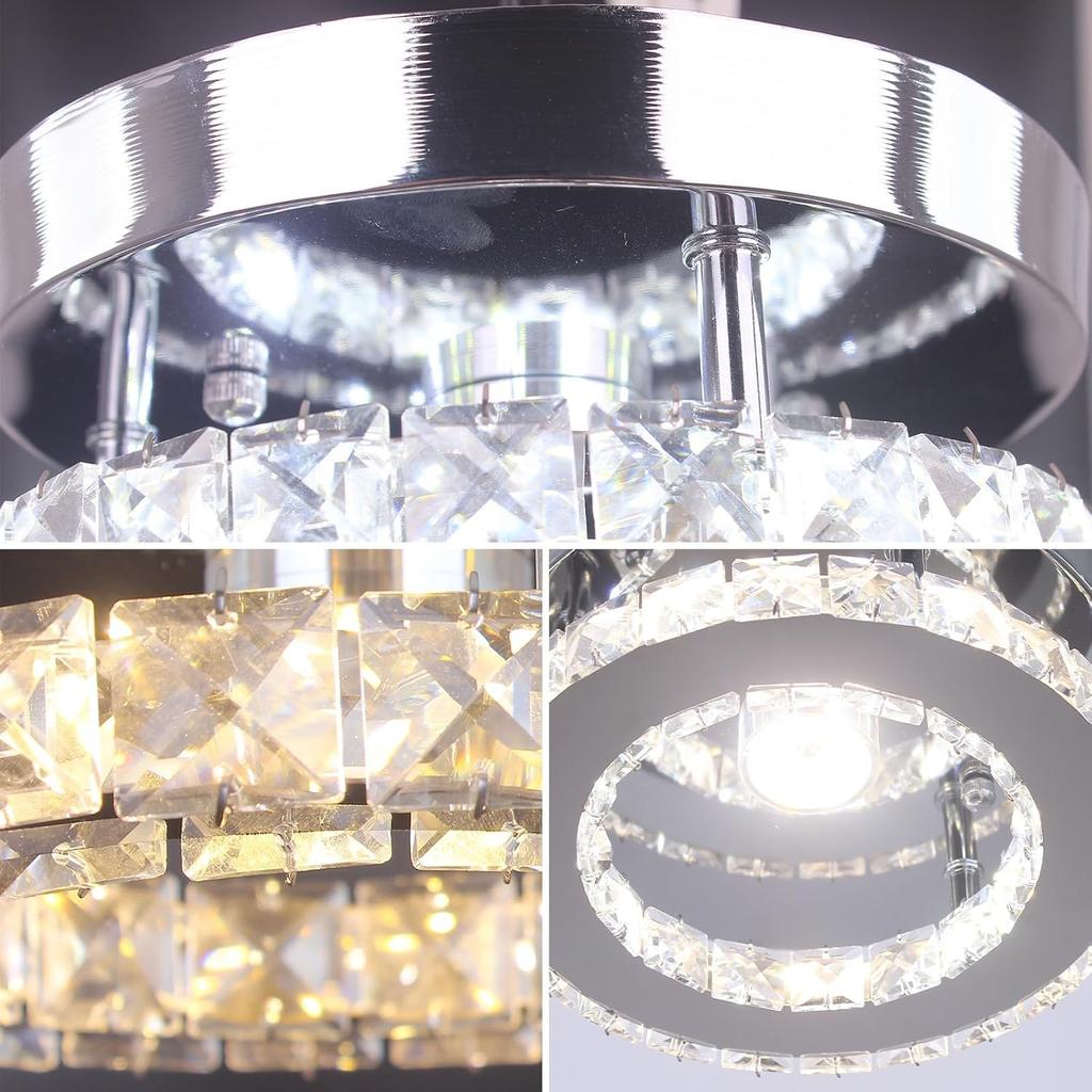 Moderne Runde K9 Kristall LED Deckenleuchte Dimmbar Aufputz Kleiner Deckenleuchter mit Fernbedienung