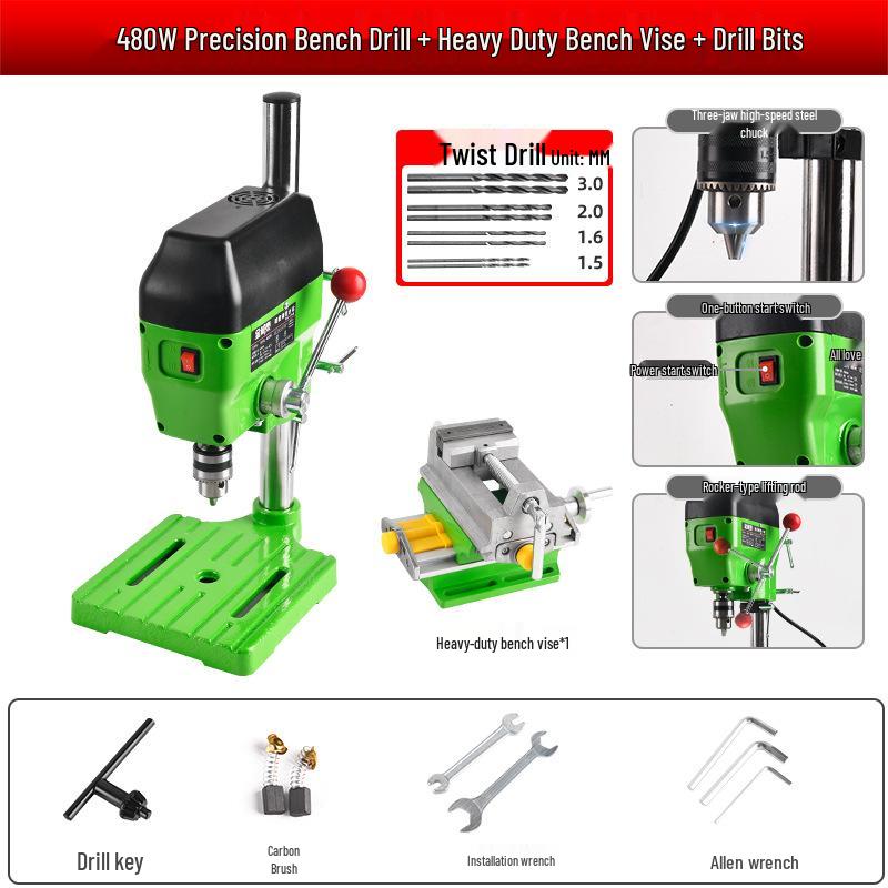 220V Industrial Mini Bench Drill Press: High-Precision, High-Power, Multi-Functional, Household Metabo
