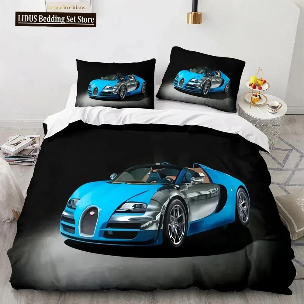 

Sports Car Duvet Cover Sets Full Size3 Piece Race Car Bedding Sets With Pillowcases For Teens Boys 3pcs Polyester Quilt Cover EU Single(135*200cm)3pcs