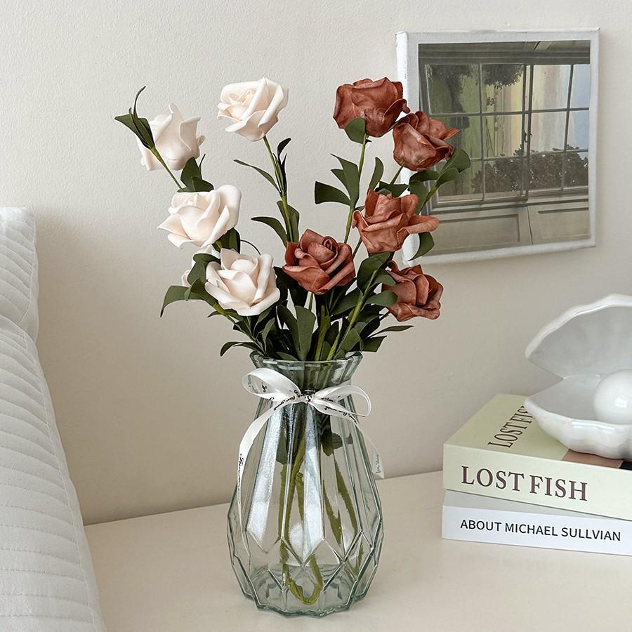 Windflower Hand Bouquet: Retro French Rose Dried Artificial Flowers In Paper Bag for Decoration & Photo Props