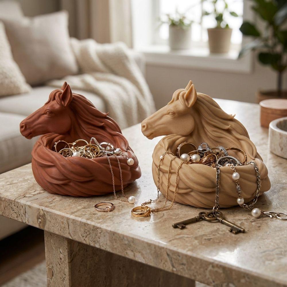 3D Printing Horse Head Catchall Bowl Animal Shaped Ring Display Plate Gift for Dragon Lovers