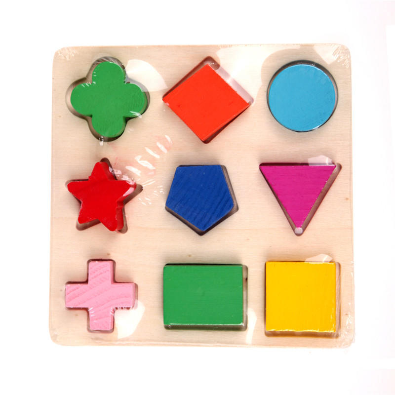Kids Baby Wooden Learning Geometry Educational Toys Puzzle Montessori Early Learning Free  Shipping