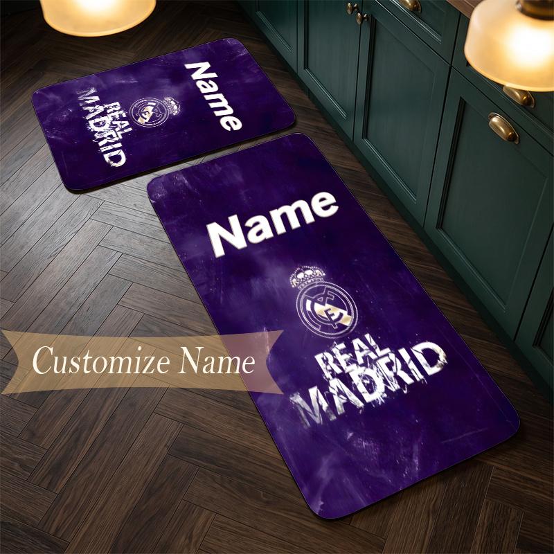 Real Madrid (23) Customize Name Flannel Kitchen Mat Soft Non-Slip Kitchen Floor Runner Rug for Home Kitchen Decor