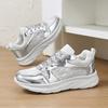 TUINANLE Women's Fashion Shoes: Shimmering Silver Styles, Dazzling Sneakers, and Trendy Casual Lace-up Sneakers