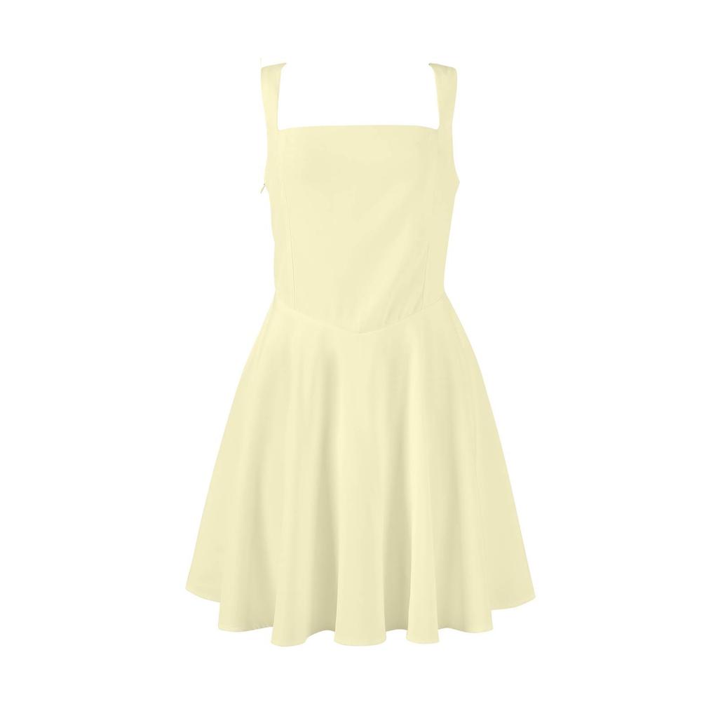 Women's Spring Summer Casual Square Neck Colour Dress Sleeveless Dresses
