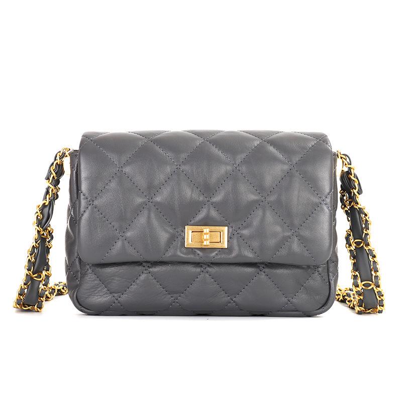 Chic Calfskin Mini Bag - Diamond Pattern Chain Crossbody